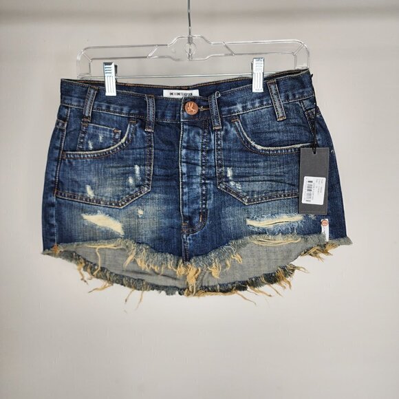 NWT One Teaspoon Cowboy Junkyard Distressed Frayed Hem Mini Jean Skirt Size 25 - Picture 6 of 16